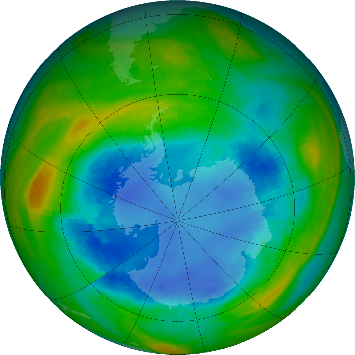 Antarctic ozone map for 22 August 1987